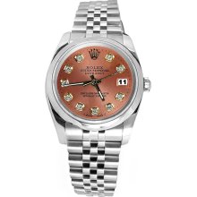 Brown diamond dial smooth bezel SS jubilee bracelet rolex date just watch - Brown - Stainless Steel