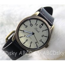 Brown Leather Watch,Vintage Mens Watch ( gear side)