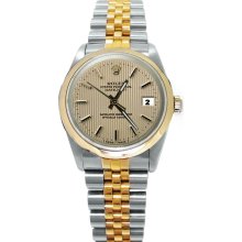Brown Stick dial Rolex date just watch jubilee bracelet Solid gold & steel - Gold