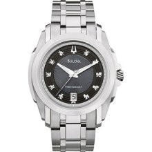 Bulova 96d110 Men's Precisionist Stainless Steel Band Black And Gray Dial Watch