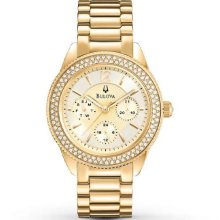 Bulova Gold Tone Swarovski Crystal Ladies' Dress Watch 97n102
