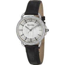 Bulova Ladies 24 Diamond Dress Watch Mother-of-Pearl Dial 96R147