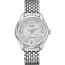 Bulova Ladies Stainless Steel Precisionist Brightwater Quartz Mother Of Pearl Dial Diamonds 96P125