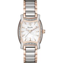Bulova Lawton Diamond Womens Two-tone Watch - Stainless Bracelet - White Dial - 98R138