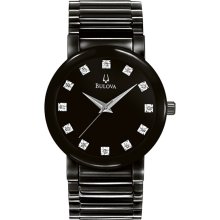Bulova Men's Black Stainless Steel Diamond Quartz 98D001