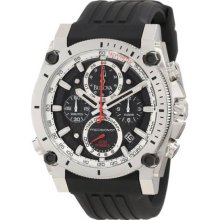 Bulova Men's Precisionist Chronograph Stainless Steel Case Rubber Strap Black Dial 98B172