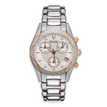 Bulova Watch, Womens Chronograph Diamond 110 ct. t.w. Two Tone Stainle