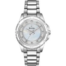 Bulova Watch, Womens Diamond Accent Stainless Steel Bracelet 32mm 96P1
