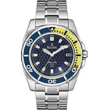 Bulova Watches Men's Marine Star Navy Blue Dial Stainless Steel Stain