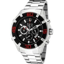 Bulova Watches Men's Marine Star Chronograph Black Textured Dial Stain