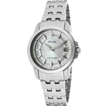 Bulova Watches Women's Langford White Mother Of Pearl Dial Stainless S