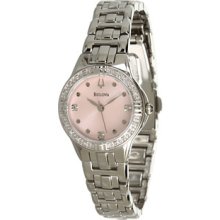 Bulova Women's Diamond Set Case Watch with Pink Pearlized Dial Women's