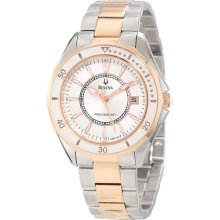 Bulova Womens Precisionist Analog Stainless Watch - Two-tone Bracelet - White Dial - 98M113