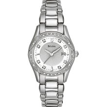 Bulova Womens Silver-Tone Diamond-Accent Watch