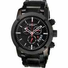 Burberry Endurance Mens Chronograph Round Sport Watch Black Dial Bu7703 44mm