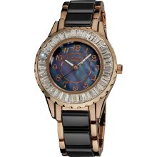 Burgi Women's Ceramic Bracelet Baguette Quartz Watch (Ladies ceramic quartz watch.)