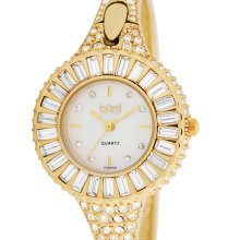 Burgi Women's 'Sizzling' Diamond and Crystal Gold-tone Bangle Watch