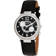 Burgi Women's Swiss Diamond Classic Stainless Steel Day Date Strap Watch