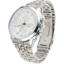 Business Men's Alloy Analog Quartz Wrist Watch 8115 (Silver)