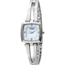 CARAVELLE By Bulova 4 Diamonds Ladies New Analog Square Bangle Watch MOP Dial