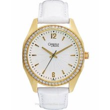 Caravelle Ladies Crystal Dress Watch White/Cream Dial White 44L102