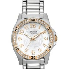 Caravelle Ladies` Rose Gold-tone/ Silver-tone Swarovski Crystal Dress Watch