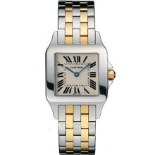 Cartier Santos Demoiselle Two Tone Watch Silver Roman Dial W25067Z6