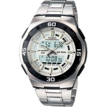 Casio Analog-digital Aq-164wd-7a White Silver Active Dial Dual Time (aq164wd-7a)