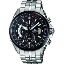 Casio Edifice Men's Quartz Watch With Black Dial Analogue Display And Silver Stainless Steel Bracelet Efr-501Sp-1Avef