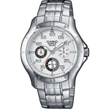 Casio Ef-317d-7avef Mens Edifice Stainless Steel Bracelet White Dial Watch
