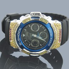 Casio G-Shock Diamond Watch 4ct Blue. W-591