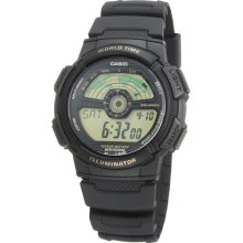 Casio Men's AE1100W-1BV Black Rubber Quartz Watch with Digital Di ...