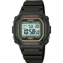 Casio Mens Calendar Day/Date Watch w/Dark Green Case, Digital Dial