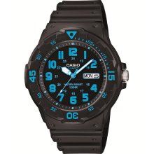 Casio Men's Divers Black Resin Watch w/ Black & Blue Dial