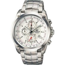 Casio Men's Edifice EF524D-7AV Silver Stainless-Steel Quartz Watch with White Dial