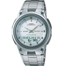 Casio Mens Sports White Dial Analog Digital Databank Watch