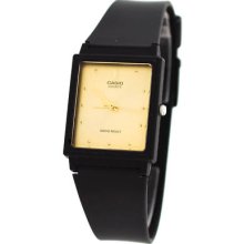 Casio Mq38-9av Men's Gold Dial Rectangular Resin Band Analog Watch