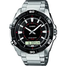 Casio Mta-1010D-1Avef Ladies Watch Quartz Analogue Black Dial Silver Steel Strap