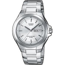 Casio Mtp-1228D-7Avef Gents Watch Quartz Analogue White Dial Silver Steel Strap