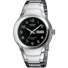 Casio Mtp-1229D-1Avef Gents Watch Quartz Analogue Black Dial Silver Steel Strap