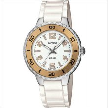 Casio women's analog white resin band, 100 meter, ltp1331-7av new in box!!