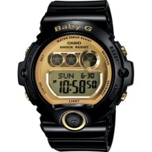 Casio Womens Baby-G Digital Resin Watch - Black Resin Strap - Gold Dial - BG6901-1