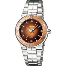 Casio Women's Core LTD2000D-5AV Silver Stainless-Steel Quartz Watch with Brown Dial