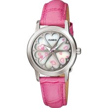 Casio Women's Core LTP1323L-4A Pink Leather Quartz Watch with Whi ...