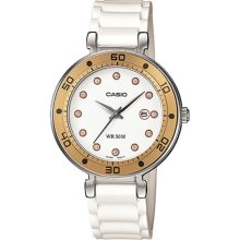 Casio Women's Core LTP1329-9E2V White Resin Quartz Watch with White Dial