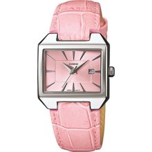 Casio Women's Core LTP1333L-4A Pink Leather Quartz Watch with Pink Dial