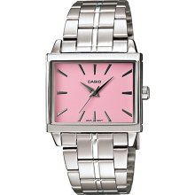 Casio Women's Core LTP1334D-4A Silver Stainless-Steel Quartz Watch with Pink Dial