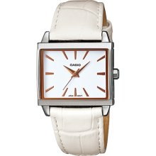 Casio Women's Core LTP1334L-7A White Leather Quartz Watch with White Dial