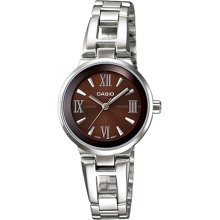 Casio Women's Core LTP1340D-5A Silver Stainless-Steel Quartz Watch with Brown Dial