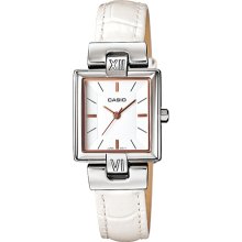 Casio Women's Core LTP1354L-7C1 White Leather Quartz Watch with White Dial